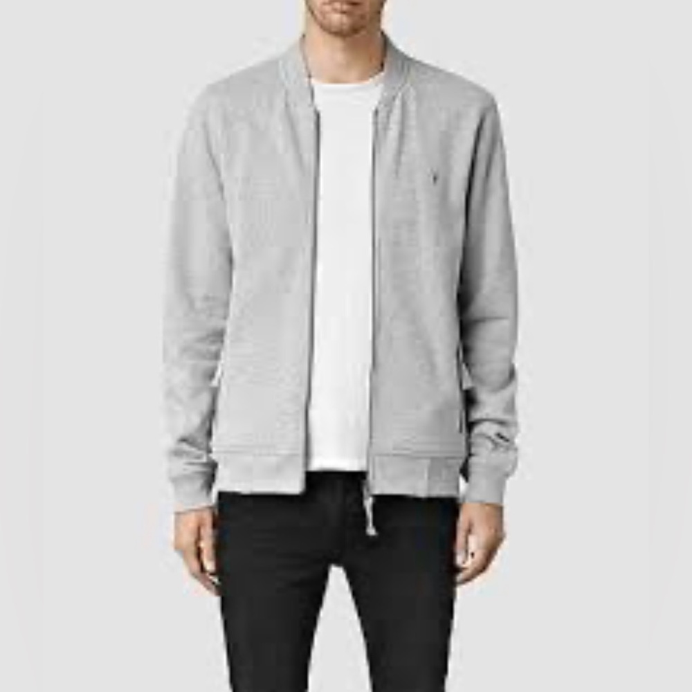 AllSaints raven bomber cotton full zip jacket.